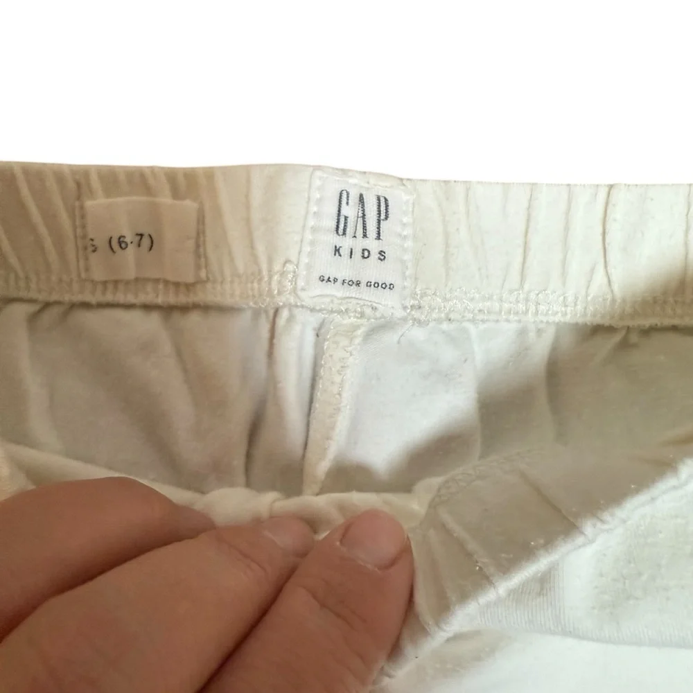 GAP Kids White Leggings Elastic Waist Size 6-7 Cotton Stretch
